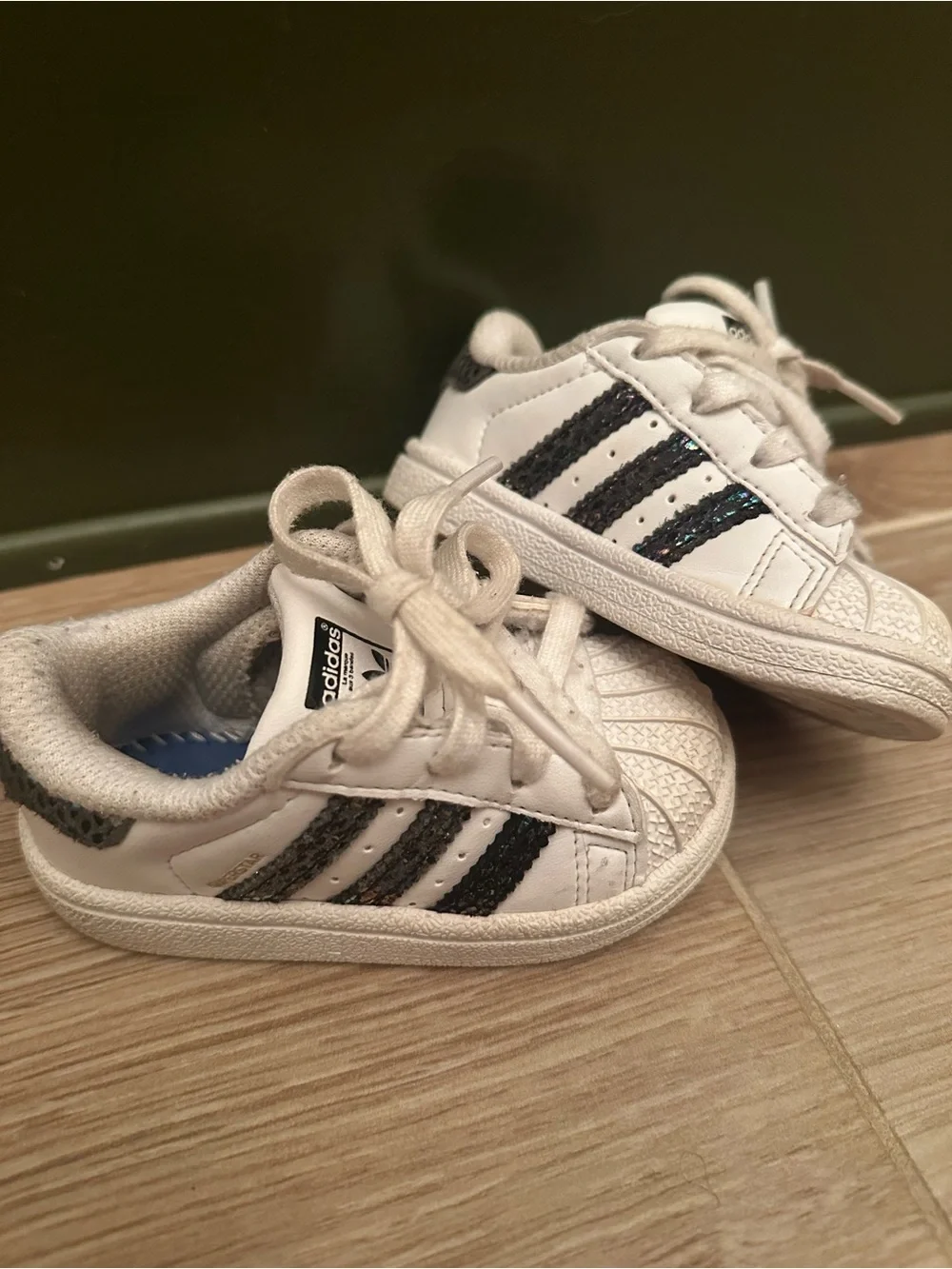 Adidas Toddler Superstars with Glitter Stripes